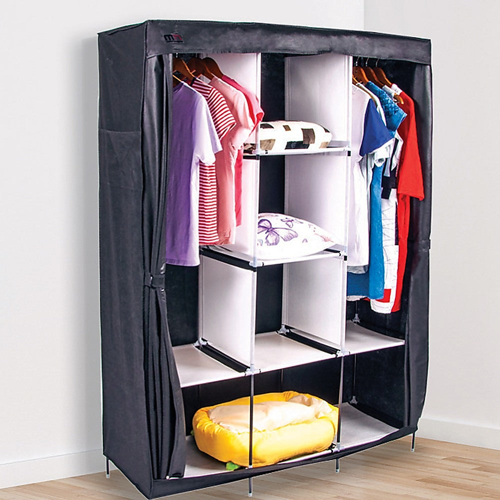 Large Portable Clothes Closet Canvas Wardrobe Storage Organizer with Shelves