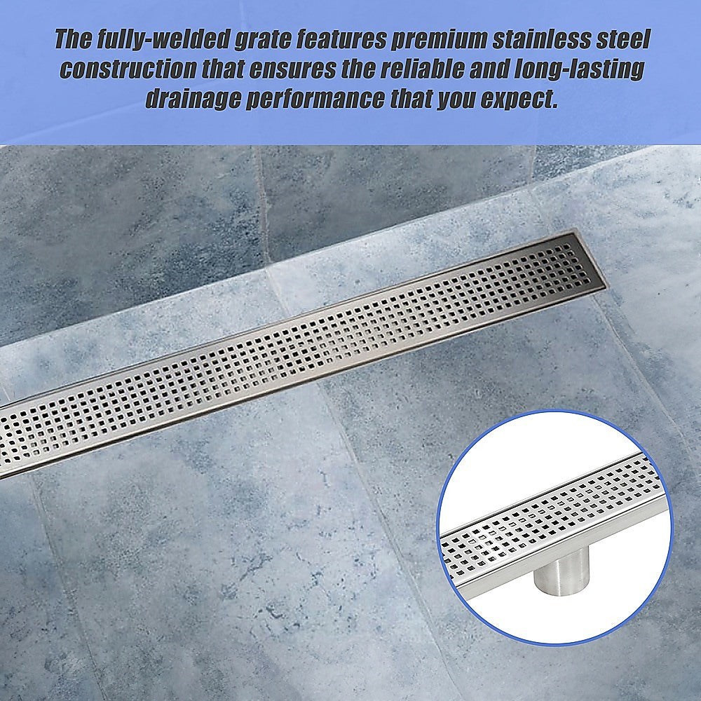 800mm Bathroom Shower Stainless Steel Grate Drain w/Centre outlet Floor Waste