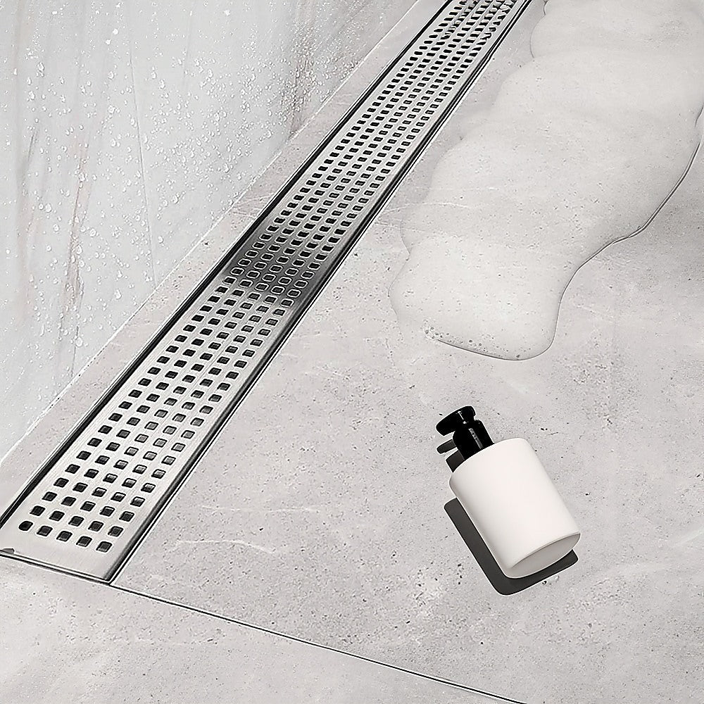 1200mm Bathroom Shower Stainless Steel Grate Drain w/Centre outlet Floor Waste Square Pattern