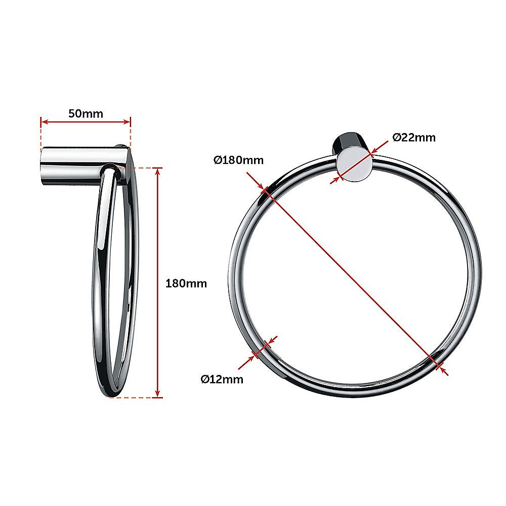 Towel Ring Rail Grade 304 Stainless Steel 18cm