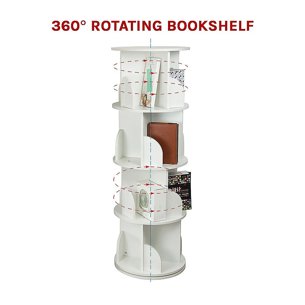 360-degree Rotating 4 Tier Display Shelf Bookcase Organiser