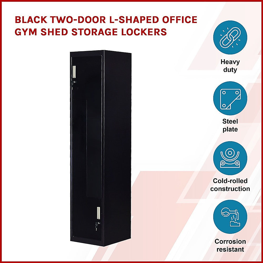 Black Two-Door L-shaped Office Gym Shed Storage Lockers