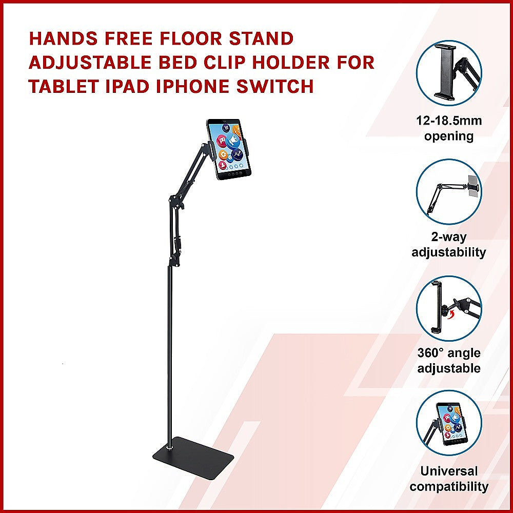 Hands Free Floor Stand Adjustable Bed Clip Holder For Tablet iPad iPhone Switch