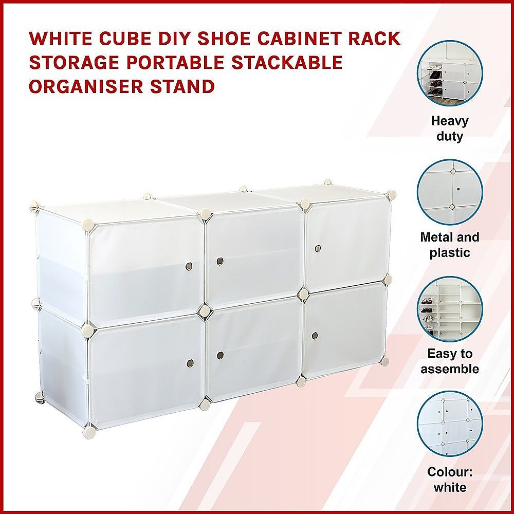 White Cube DIY Shoe Cabinet Rack Storage Portable Stackable Organiser Stand