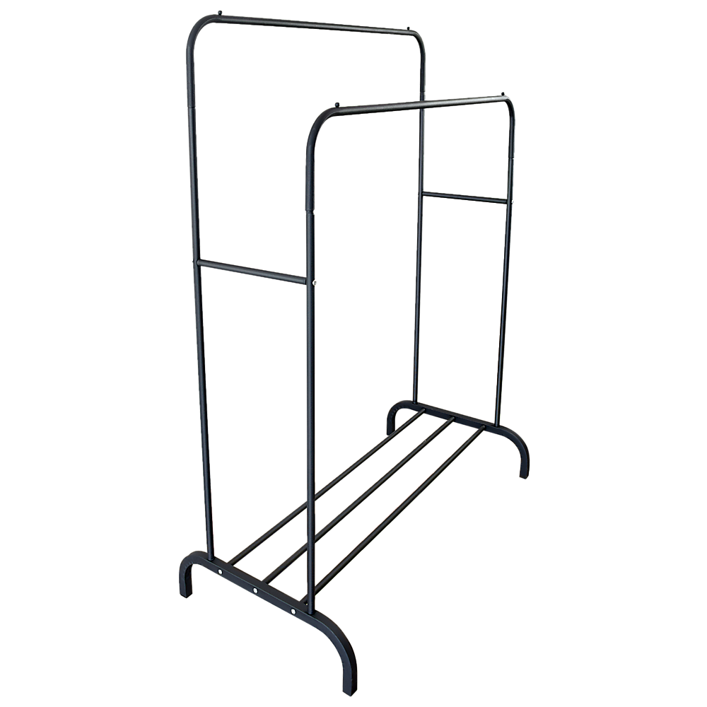 Heavy Metal Double Clothes Rail Hanging Rack Garment Display Stand Storage Shelf